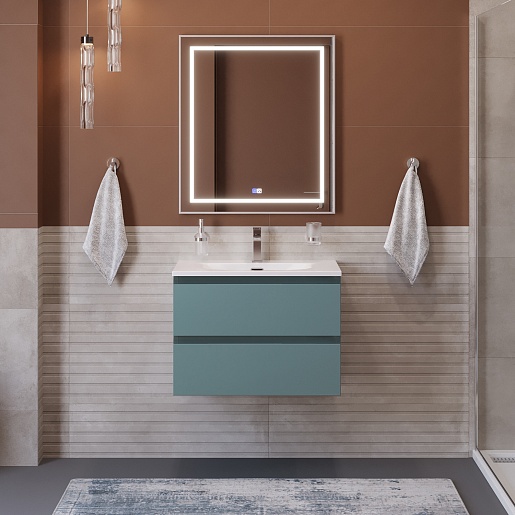 BelBagno Тумба с раковиной Kraft 39-70 подвесная Голубой матовый с раковиной BB-8099-3-70 – картинка-11